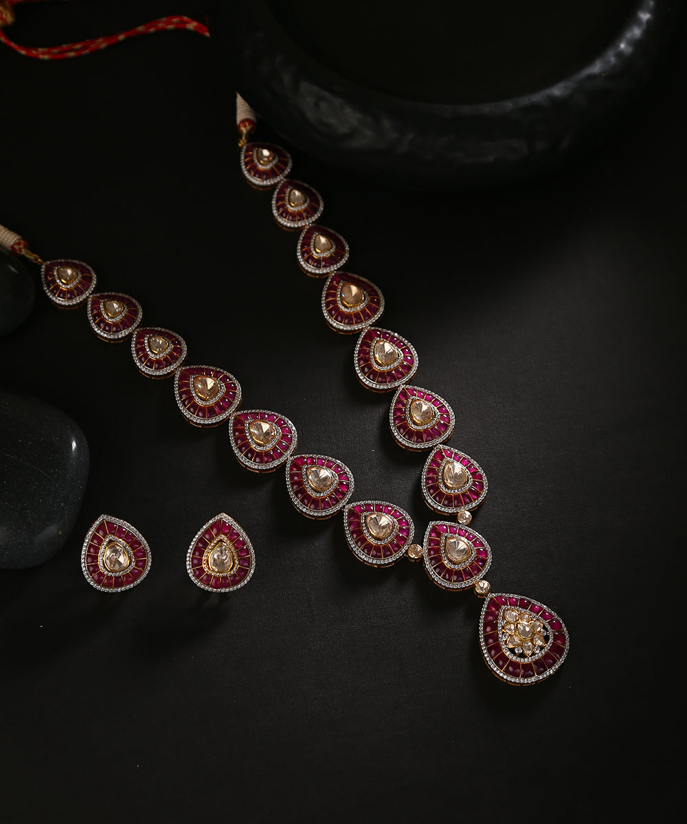 Fariha_Necklace_Set_With_Moissanite_Polki_And_Ruby_Handcrafted_In_Pure_Silver_WeaverStory_01