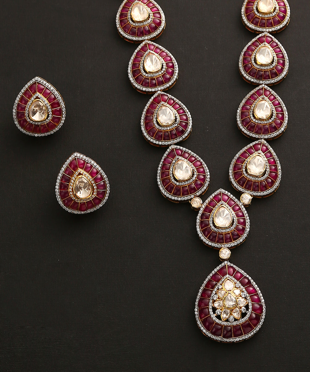 Fariha_Necklace_Set_With_Moissanite_Polki_And_Ruby_Handcrafted_In_Pure_Silver_WeaverStory_03