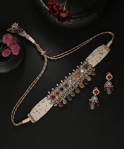 Anya_Navratan_Necklace_Set_Handcrafted_In_Pure_Silver_With_Moissanite_Polki_WeaverStory_01