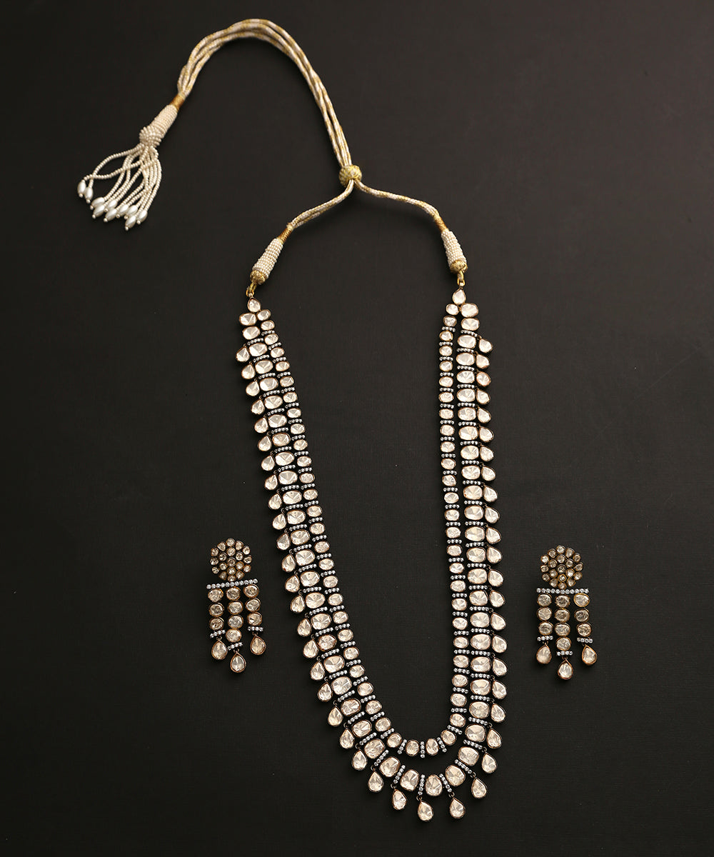 Enaya Necklace Set With Moissanite Polki Handcrafted In Pure Silver