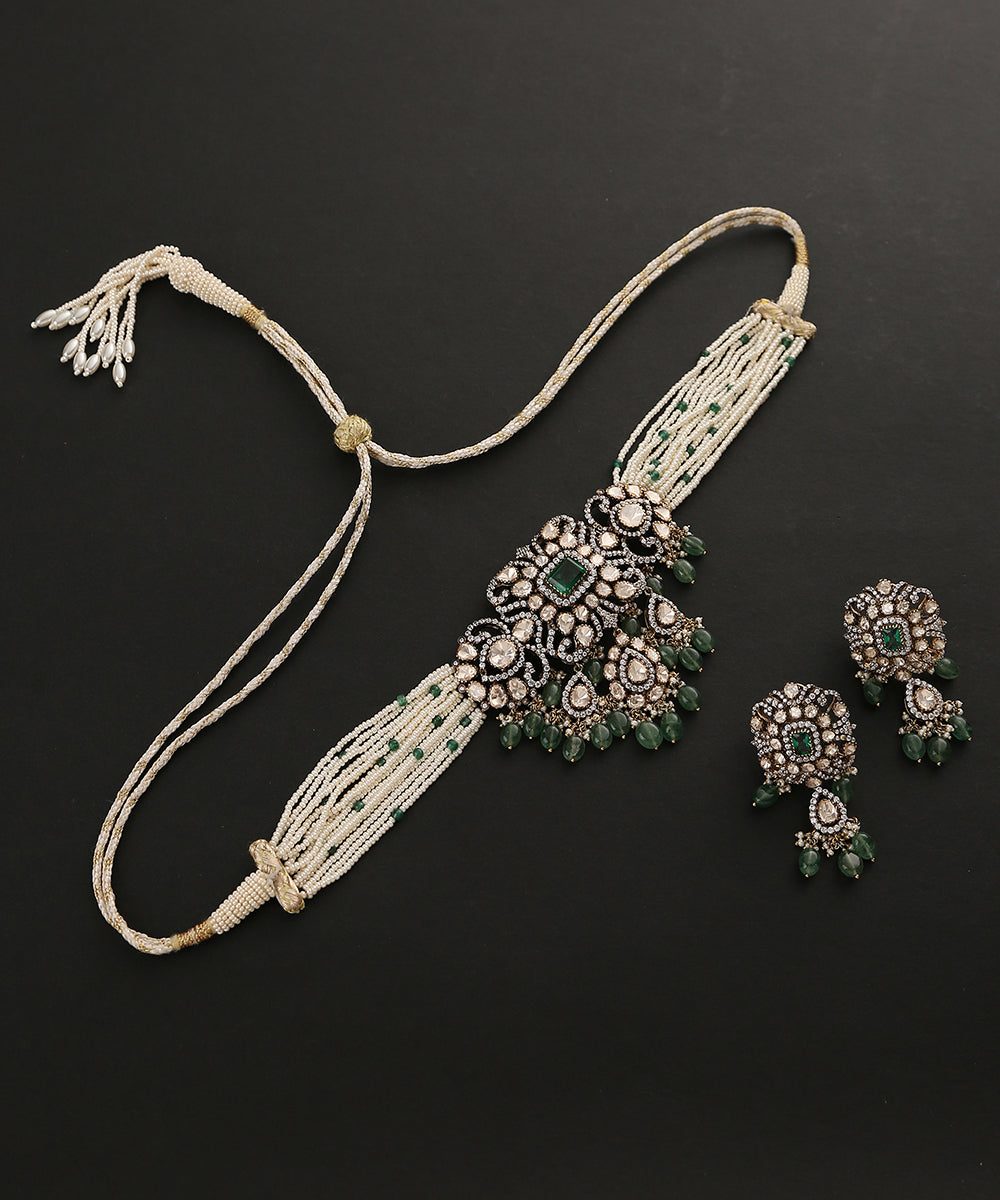 Pure silver necklace set with gold polish Clearance