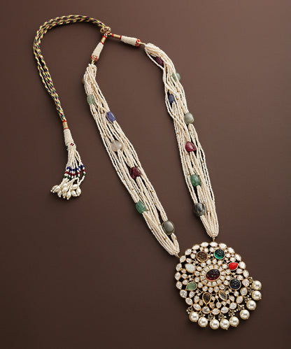 Rozinah_Moissanite_Polki_Necklace_In_Pure_Silver_And_Multicolor_Stones_WeaverStory_02