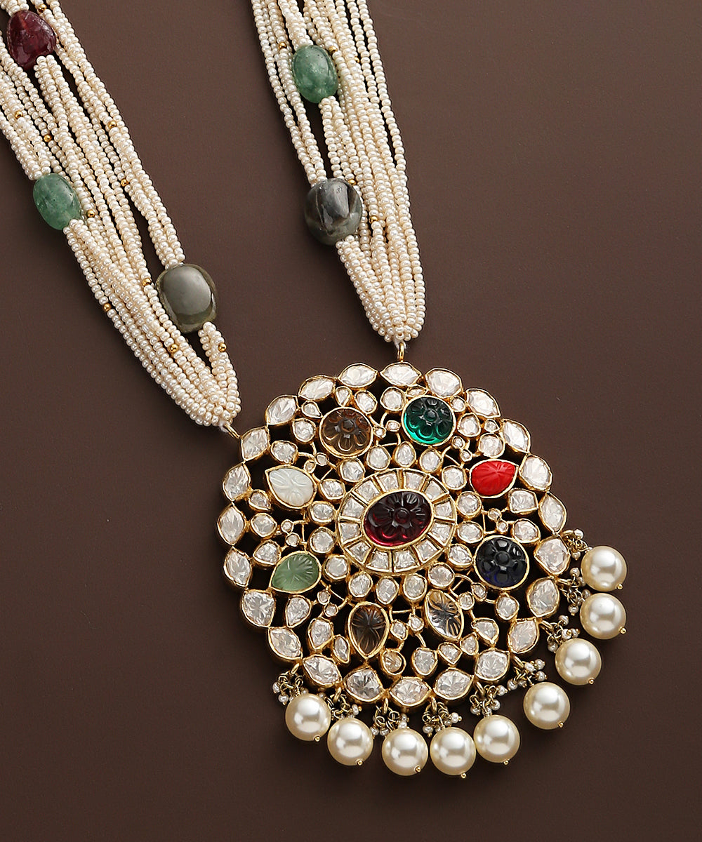 Rozinah_Moissanite_Polki_Necklace_In_Pure_Silver_And_Multicolor_Stones_WeaverStory_03