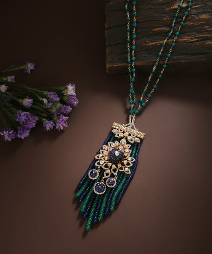 Nazaha_Pure_Silver_Moissanite_Polki_Necklace_With_Emeralds_WeaverStory_01