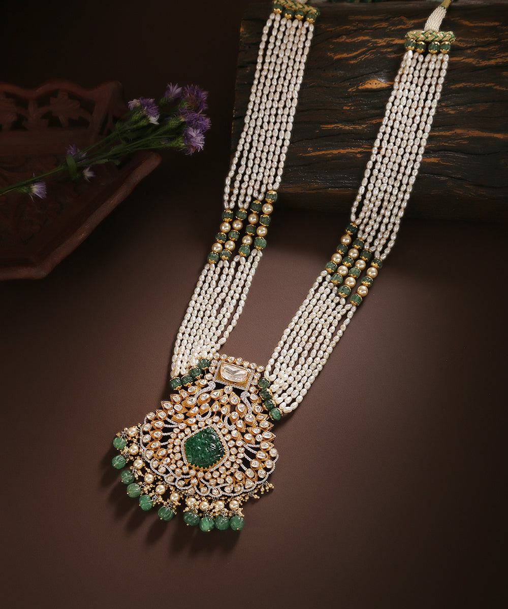 Gulbahar_Moissanite_Polki_Necklace_With_Pearl_String_WeaverStory_01