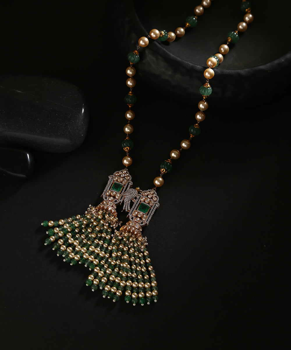 Azaana_Necklace_With_Moissanite_Polki_And_Emeralds_Handcrafted_In_Pure_Silver_WeaverStory_01