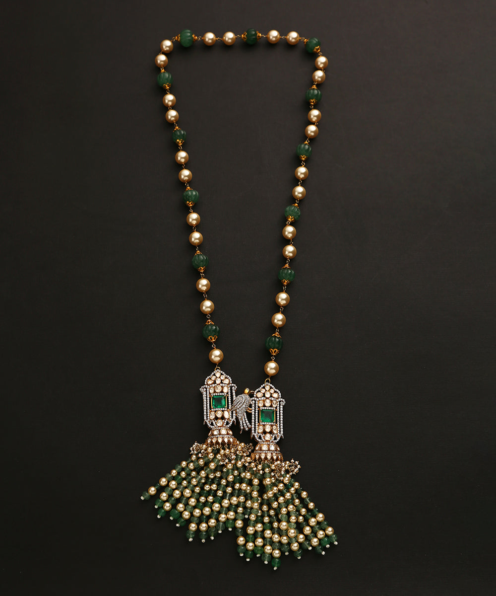 Azaana_Necklace_With_Moissanite_Polki_And_Emeralds_Handcrafted_In_Pure_Silver_WeaverStory_02