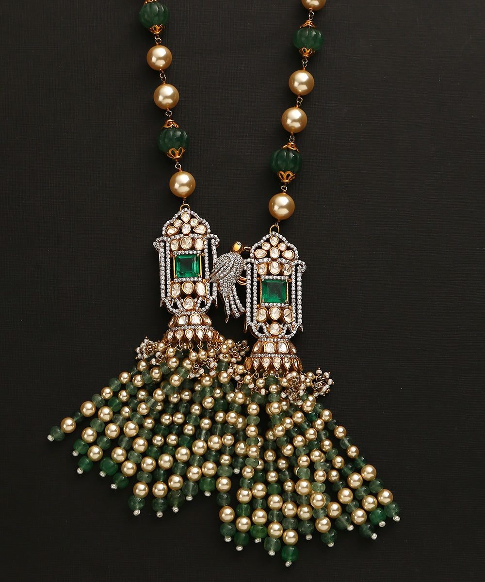 Azaana_Necklace_With_Moissanite_Polki_And_Emeralds_Handcrafted_In_Pure_Silver_WeaverStory_03
