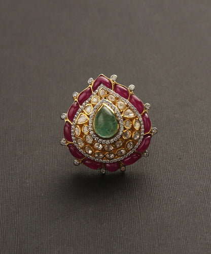 Ekam_Handcrafted_Pure_Silver_Ring_With_Ruby_And_Emerald_WeaverStory_02
