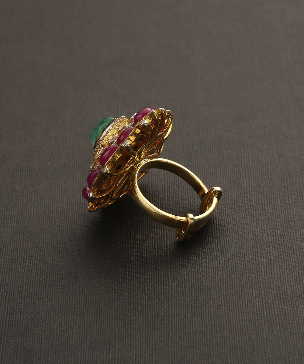 Ekam_Handcrafted_Pure_Silver_Ring_With_Ruby_And_Emerald_WeaverStory_03