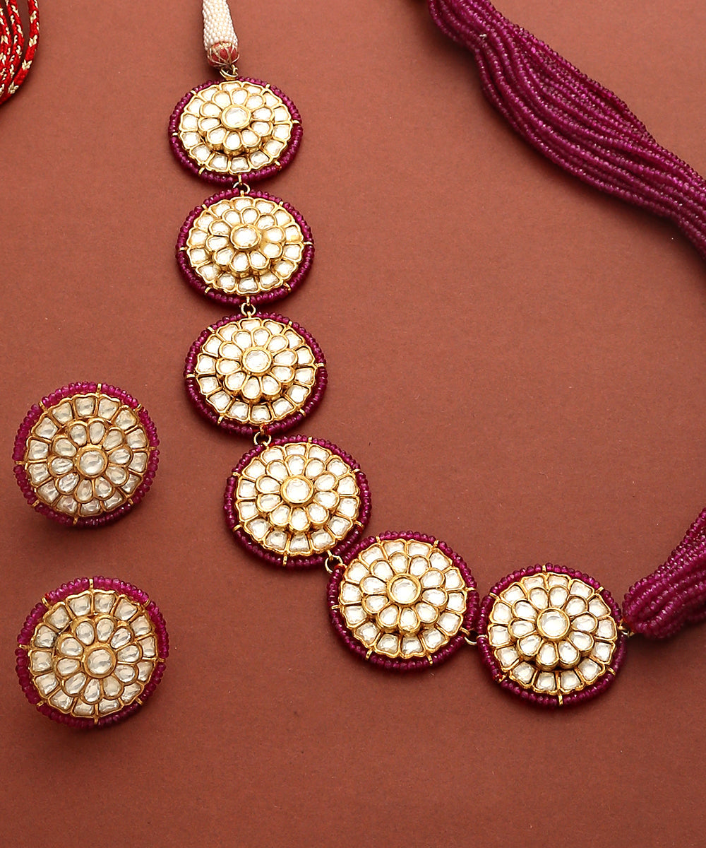 Tulsi_Polki_Necklace_Set_with_Pure_Silver_WeaverStory_05