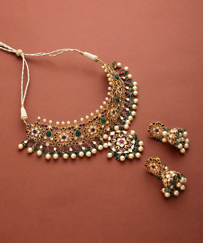 Kaanchana_Handcrafted_Necklace_Set_with_Moissanite_Polki_WeaverStory_02