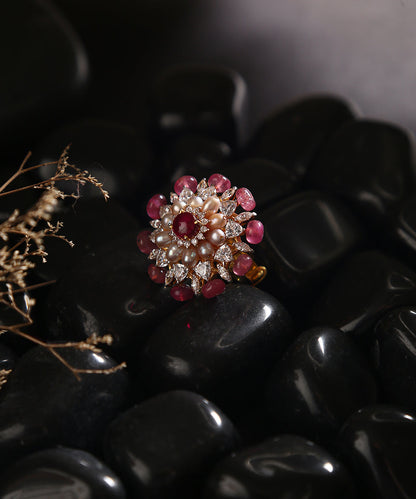 Rubia_Handcrafted_Pure_Silver_Ring_With_Moissanite_Polki_And_Ruby_WeaverStory_01