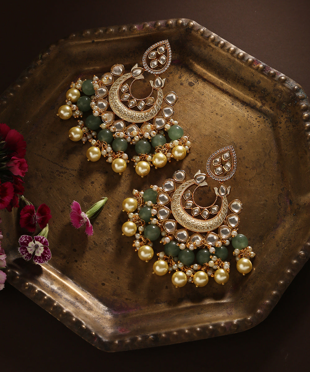 Dilruba_Handcrafted _Earrings_With_Moissanite_Kundan_And_Pearls_WeaverStory_01