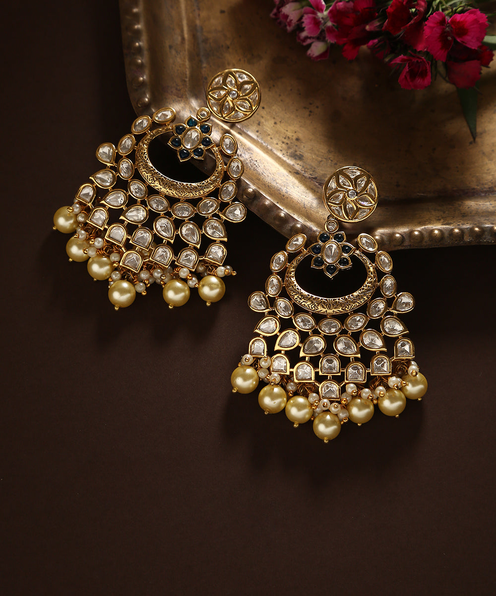 Faeezah_Handcrafted_Earrings_With_Moissanite_Kundan_And_Pearls_WeaverStory_01