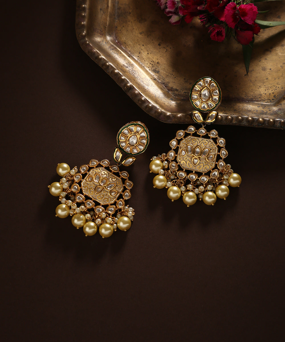 Farwah_Handcrafted_Earrings_With_Moissanite_Kundan_And_Pearls_WeaverStory_01