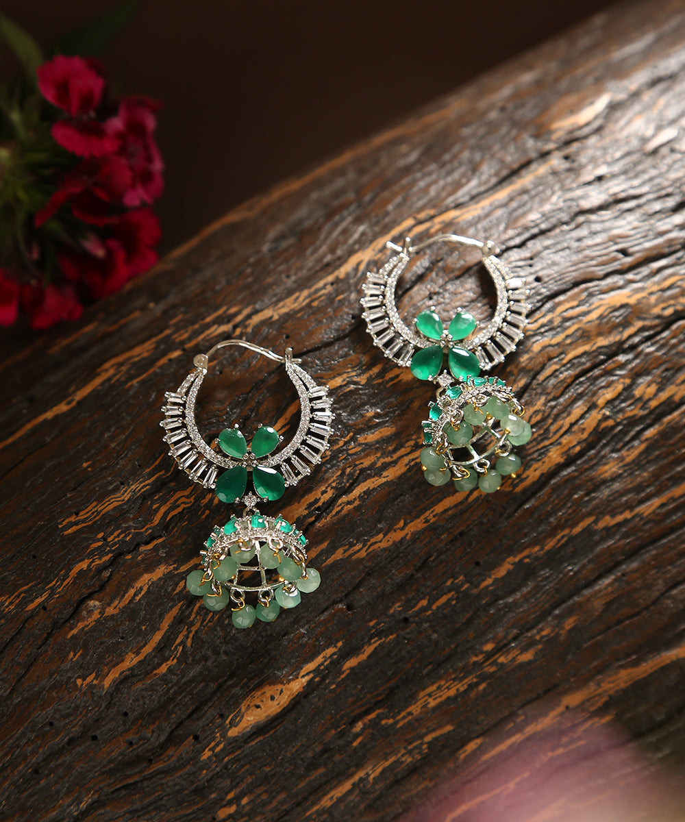 Kashida_Handcrafted_Dangler_Earrings_With_Emeralds_And_Melon_WeaverStory_01