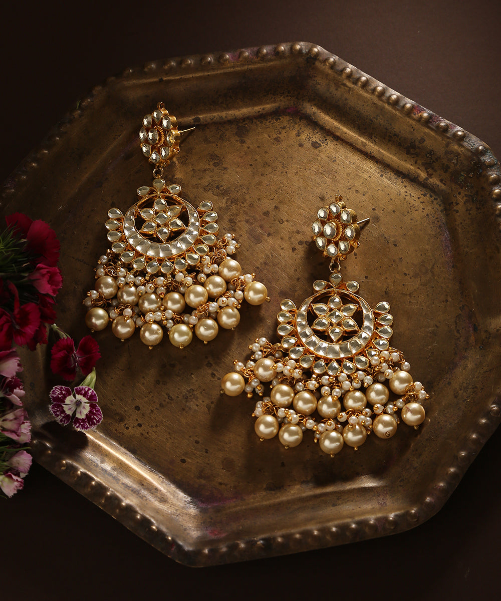 Shanum_Handcrafted_Earrings_With_Moissanite_Kundan_And_Pearls_WeaverStory_01