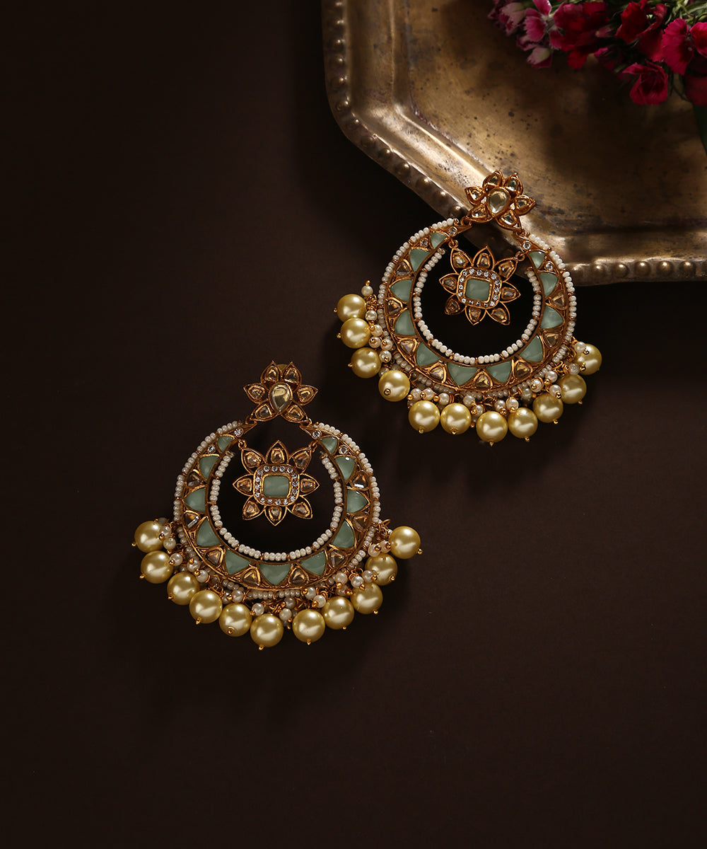 Shazana_Handcrafted_Earrings_With_Moissanite_Kundan_And_Pearls_WeaverStory_01