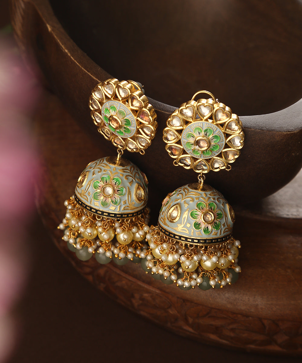 Aabisah_Handcrafted_Earrings_With_Moissanite_Kundan_And_Pearls_WeaverStory_01