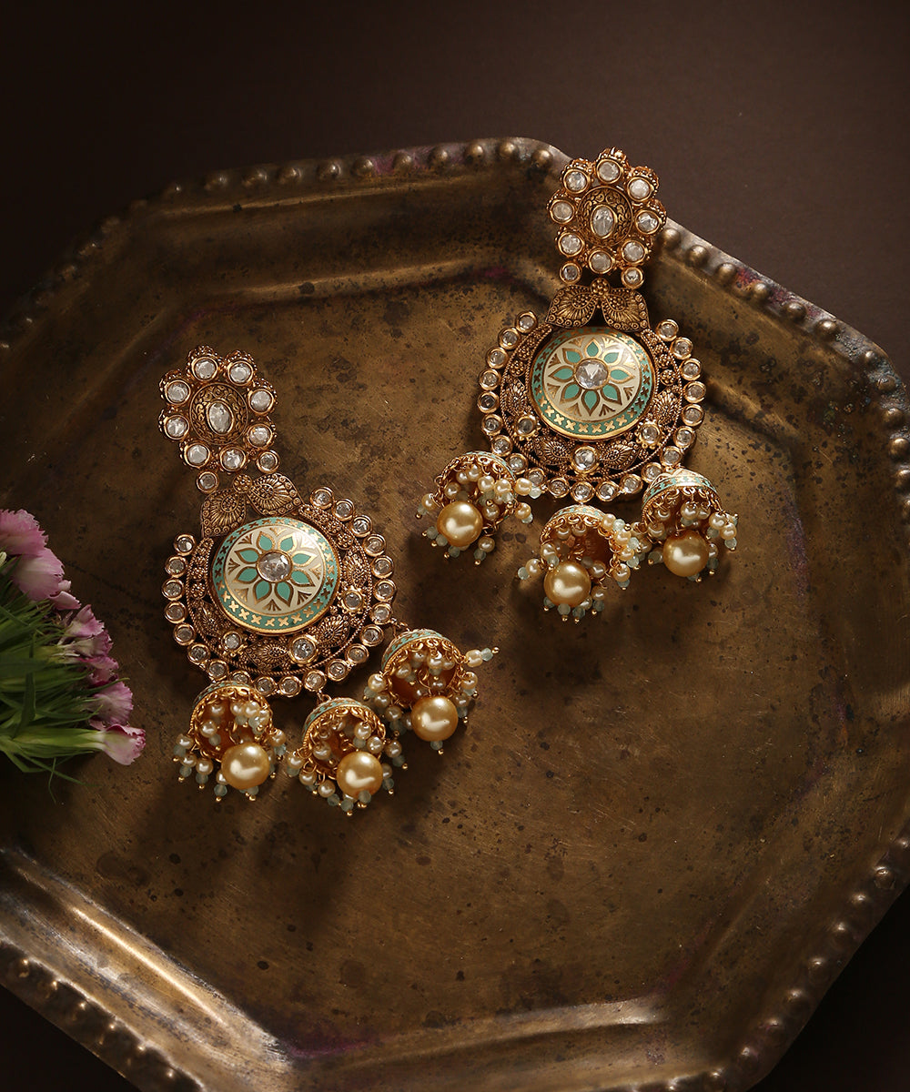 Aabroo_Handcrafted_Earrings_With_Moissanite_Kundan_And_Pearls_WeaverStory_01