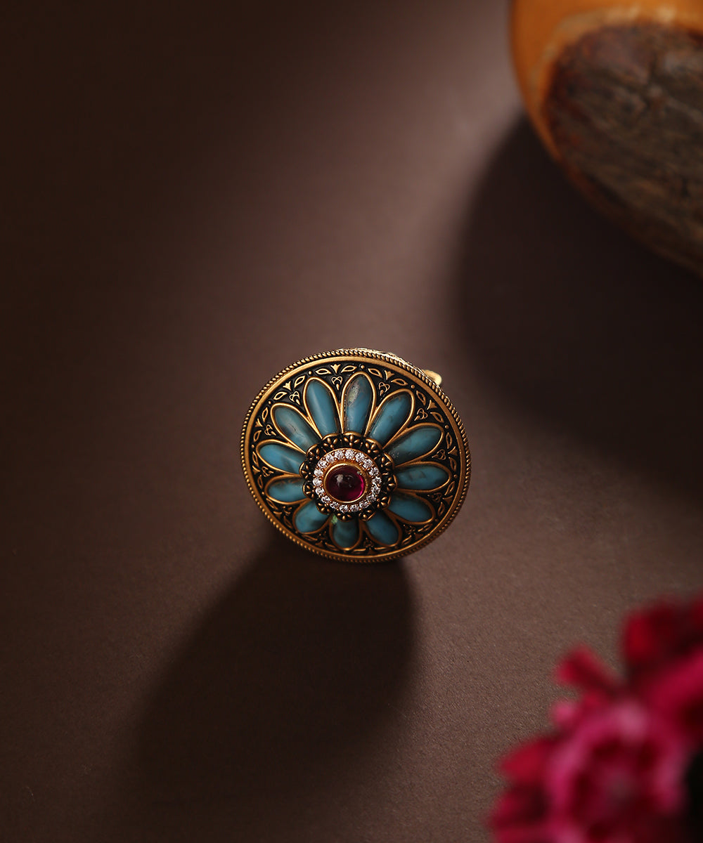 Eera_Handcrafted_Ring_With_Ruby_And_Studs_WeaverStory_01