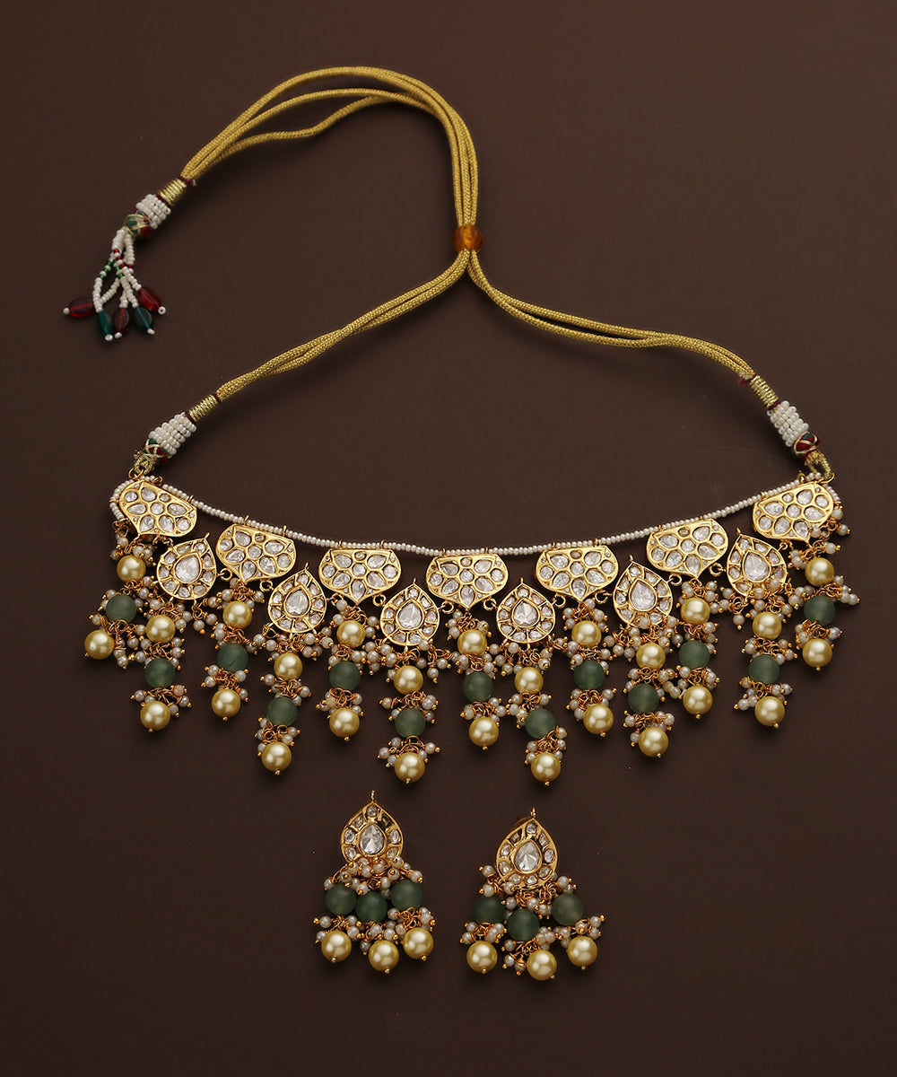 Ikra_Handcrafted_Necklace_Set_With_Moissanite_Kundan_And_Pearls_WeaverStory_02