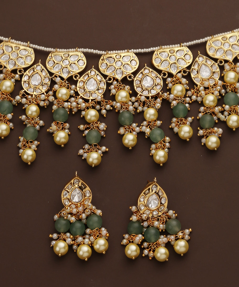 Ikra_Handcrafted_Necklace_Set_With_Moissanite_Kundan_And_Pearls_WeaverStory_03