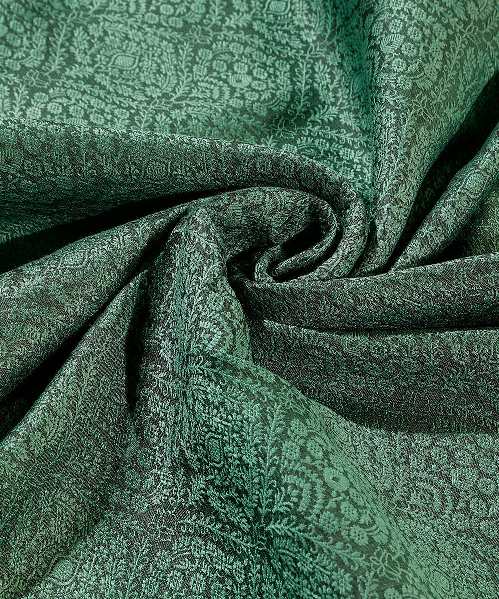 Deep_Green_Handloom_Menswear_Satin_Silk_Kurta_With_Jaal_And_Cotton_Silk_Pants_Fabric_WeaverStory_05