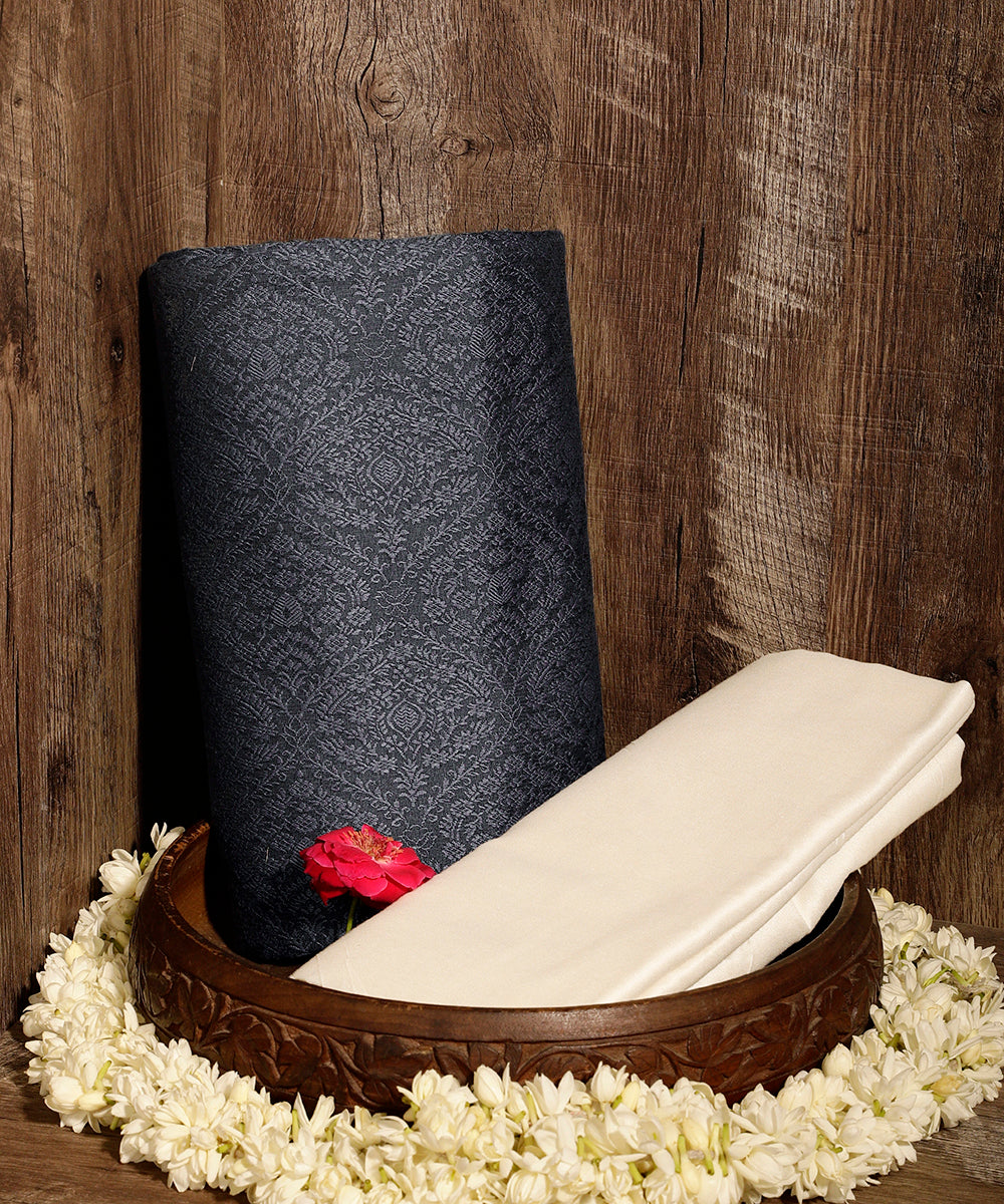 Handloom_Dark_Blue_Menswear_Satin_Silk_Tanchoi_Kurta_And_Cotton_Silk_Pants_Fabric_WeaverStory_01