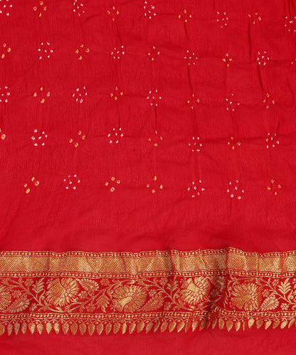 Red_And_Pink_Handloom_Pure_Georgette_Bandhani_Saree_With_Zari_WeaverStory_04