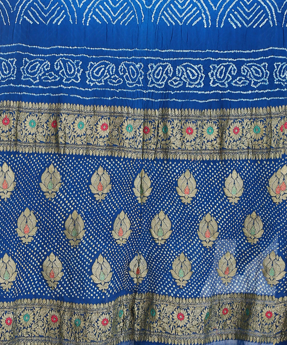 Handloom_Blue_Pure_Georgette_Bandhani_Saree_With_Zari_WeaverStory_02