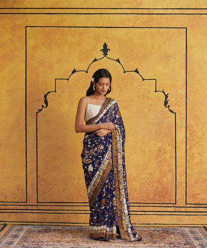 Blue_Hand_Embroidered_Georgette_Parsi_Gara_Saree_With_Flowers_And_Leaves_All_Over_WeaverStory_01