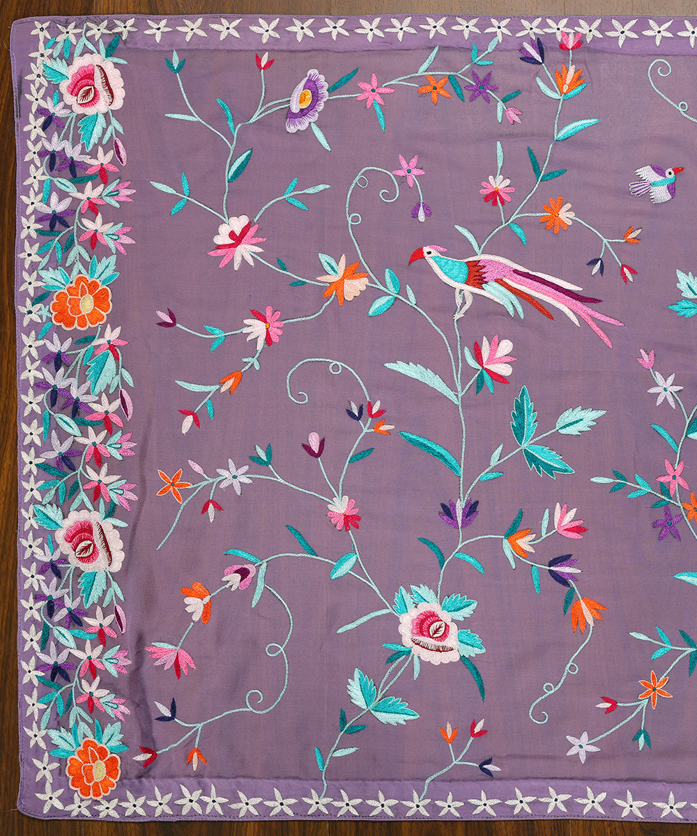 Move_Handloom_Georgette_Parsi_Gara_Stole_With_All_Over_Embroidered_Floral_Jaal_And_Bird_Motifs_WeaverStory_02