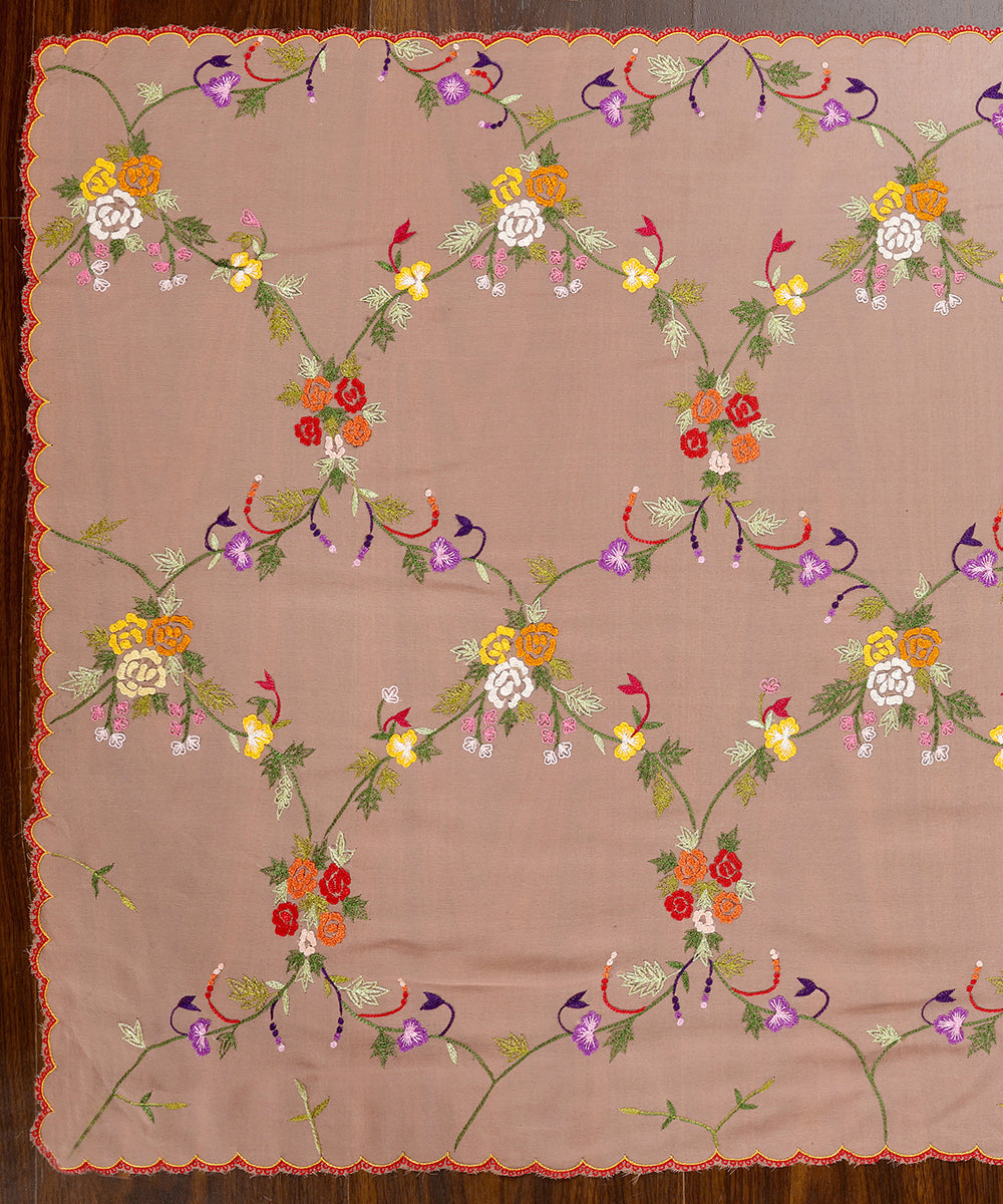 Peach_Handloom_Georgette_Parsi_Gara_Stole_With_Embroidered_Burfi_Jaal_And_Multicoloured_Roses_WeaverStory_02
