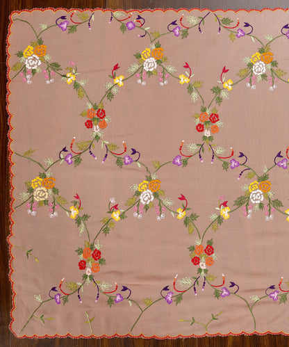 Peach_Handloom_Georgette_Parsi_Gara_Stole_With_Embroidered_Burfi_Jaal_And_Multicoloured_Roses_WeaverStory_02