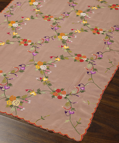 Peach_Handloom_Georgette_Parsi_Gara_Stole_With_Embroidered_Burfi_Jaal_And_Multicoloured_Roses_WeaverStory_03