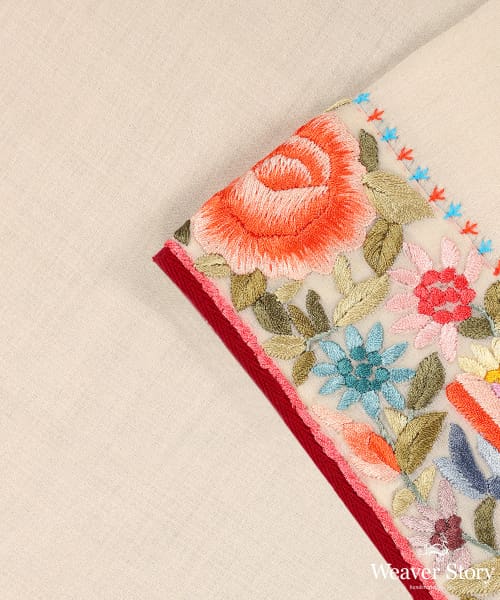 Cream_Parsi_Gara_Pashmina_Shawl_With_Rose_And_Bird_Motifs_With_Daana_Najababad_Stitch_WeaverStory_04