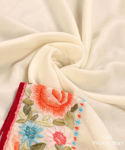 Cream_Parsi_Gara_Pashmina_Shawl_With_Rose_And_Bird_Motifs_With_Daana_Najababad_Stitch_WeaverStory_06