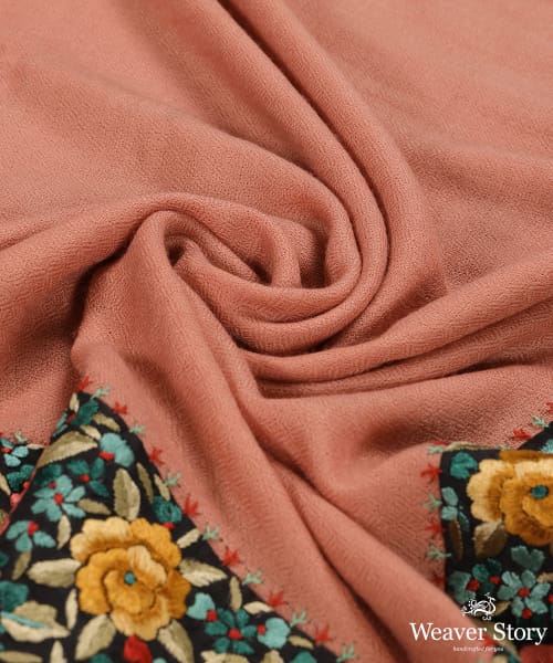 Rust_Peach_Handloom_Parsi_Gara_Pashmina_Stole_With_Floral_Motifs_Border_WeaverStory_06