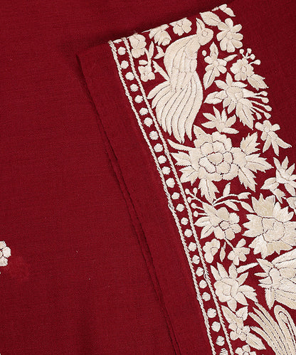 Maroon_Parsi_Gara_Pashmina_Shawl_With_All_Over_Embroidered_Booties_WeaverStory_04