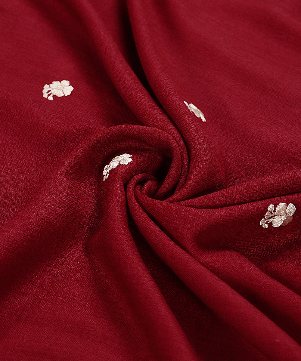 Maroon_Parsi_Gara_Pashmina_Shawl_With_All_Over_Embroidered_Booties_WeaverStory_06