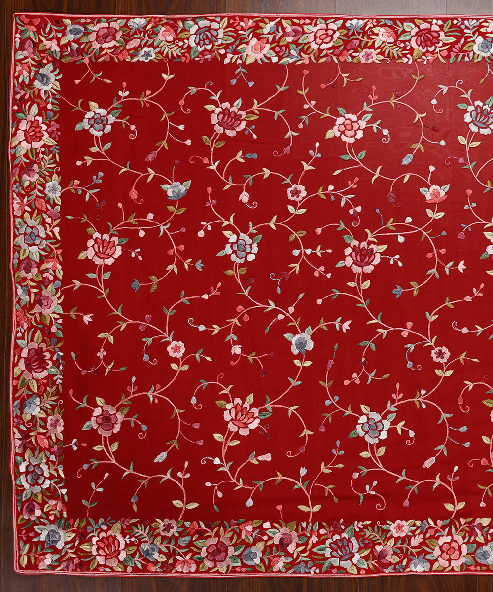 Red_Georgette_Parsi_Gara_Dupatta_With_All_Over_Jaal_And_Floral_Border_WeaverStory_02