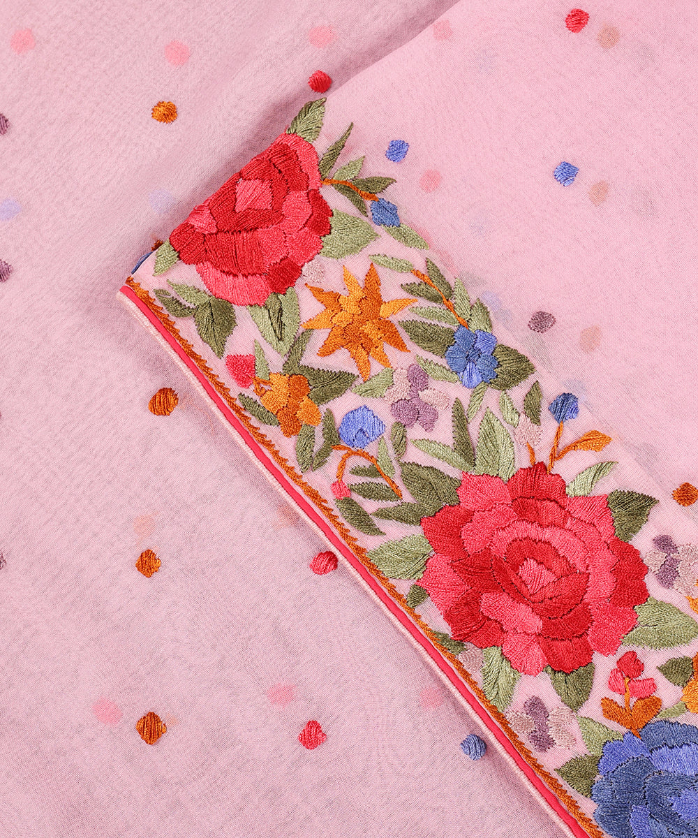 Pink_Handloom_Georgette_Parsi_Gara_Dupatta_With_Embroidered_Multicoloured_Rose_Border_WeaverStory_04
