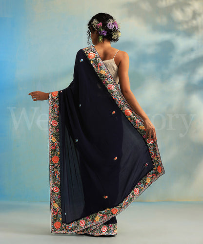 Dark_Blue_Handloom_Crepe_Parsi_Gara_Saree_With_All_Over_Booties_And_Floral_Border_WeaverStory_03