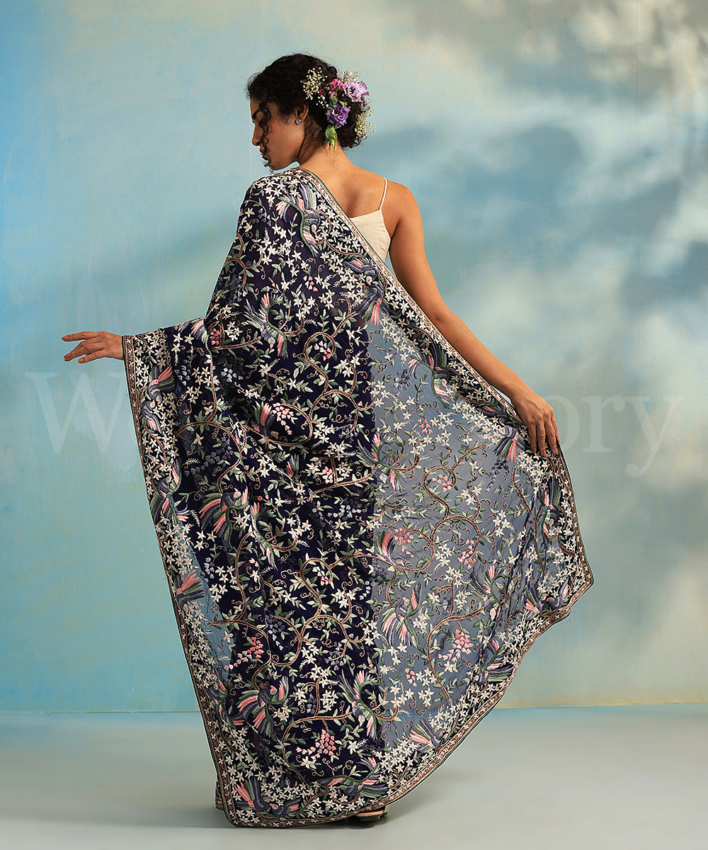 Blue_Handloom_Crepe_Parsi_Gara_Saree_With_All_Over_Floral_Jaal_WeaverStory_03
