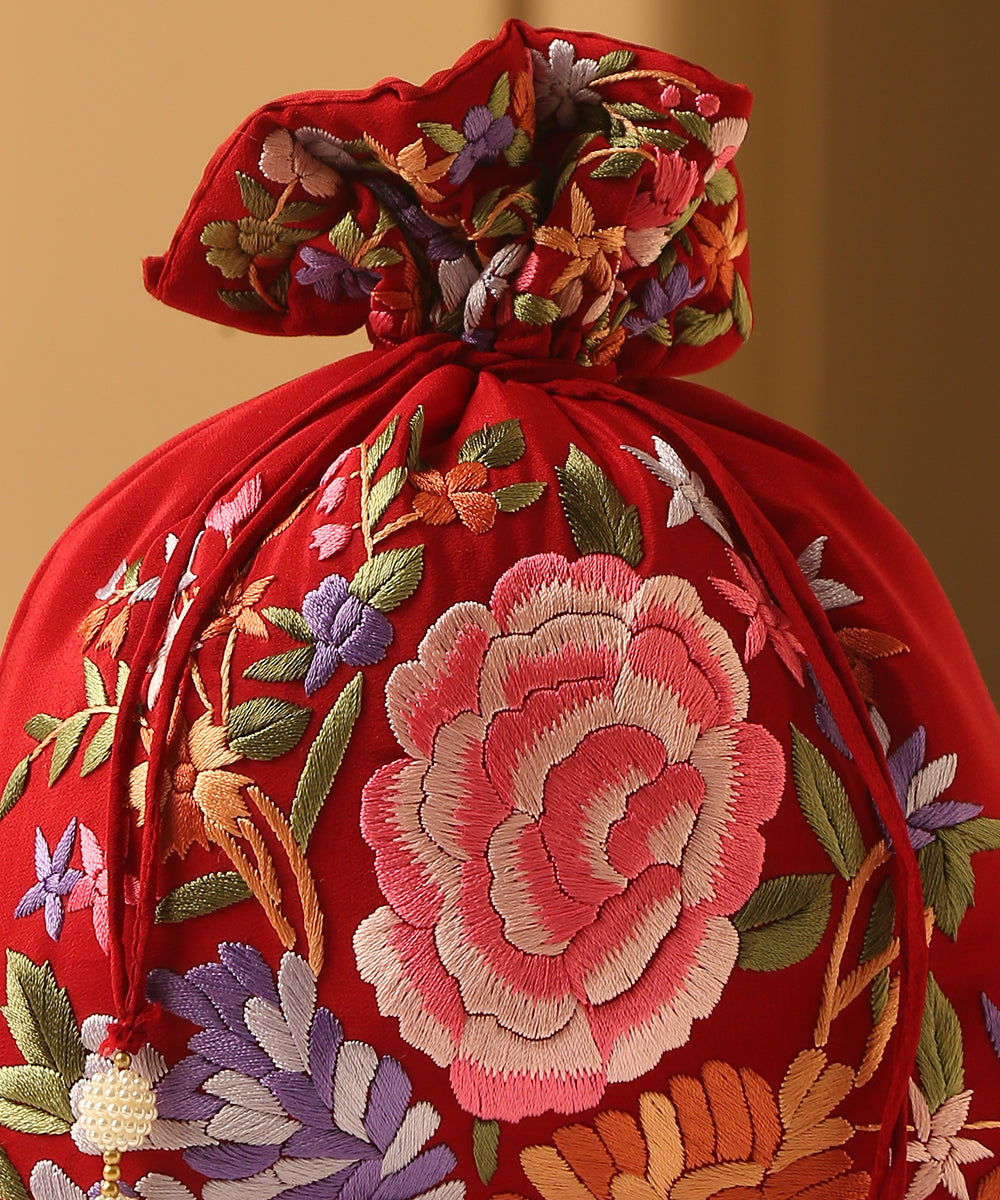 Red_Crepe_Single_Side_Hand_Embroidered_Parsi_Gara_Potli_With_Flower_Motifs_WeaverStory_03