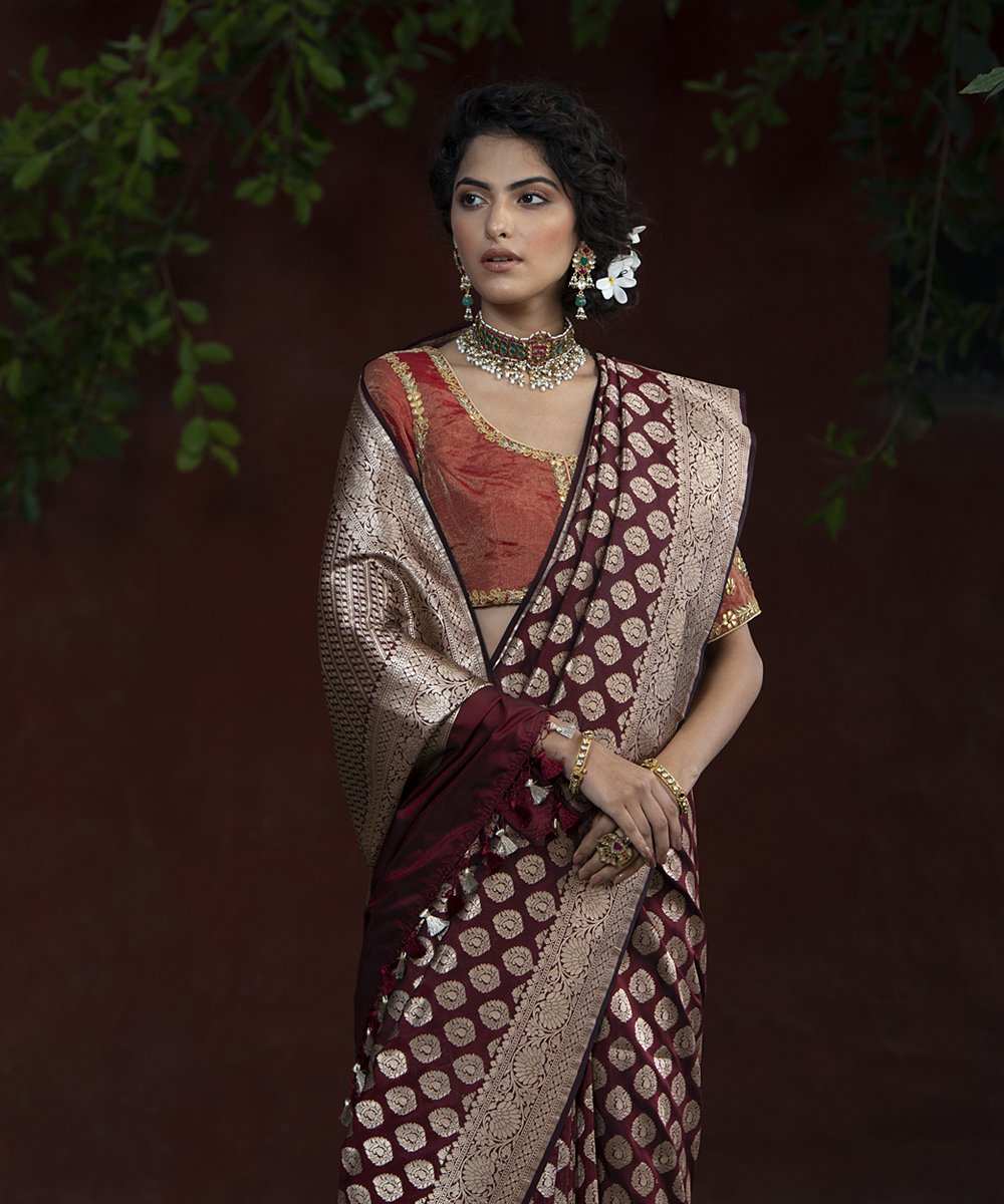 Wine_Handloom_Katan_Silk_Paisley_Banarasi_Saree_with_Boota_WeaverStory_01