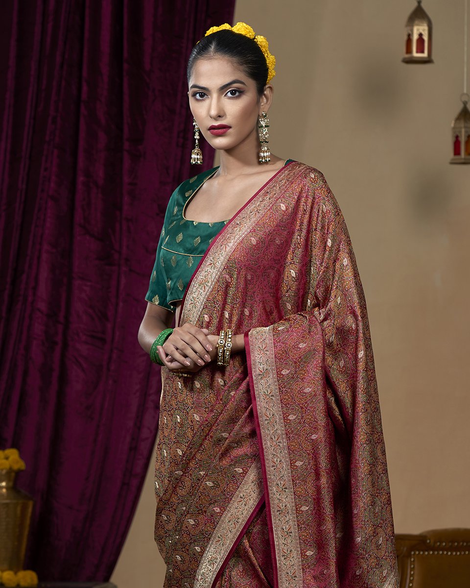 Wine_Handloom_Pure_Katan_Silk_Jamawar_Tanchoi_Banarasi_Saree_with_Ambi_Booti_WeaverStory_01