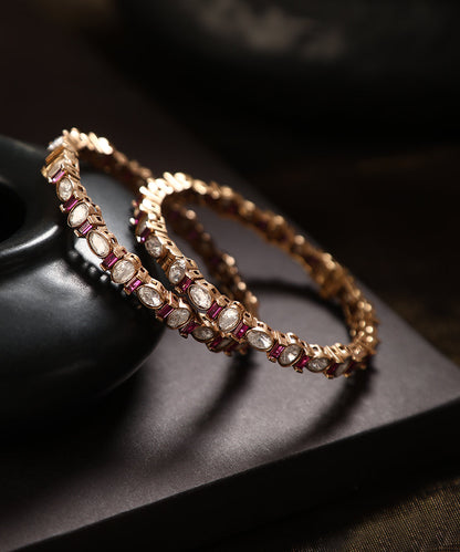 Prahor_Handcrafted_Pure_Silver_Bangles_With_Kundan_And_Ruby_WeaverStory_01